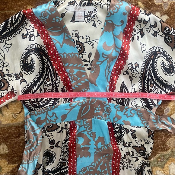 Y2K 100% Silk Paisley Mini Dress - Picture 6 of 7